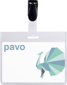 pavo Porte-badge, fermé en haut, avec clip, 60 x 90 mm