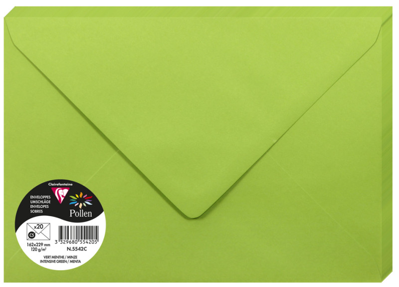 Clairefontaine enveloppes de couleur C5 120 g/m² (5 pièces) - vert