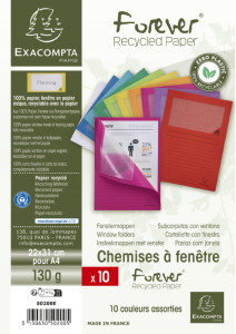 EXACOMPTA Chemises à fenêtre FOREVER, A4, 120 g/m2, bleu