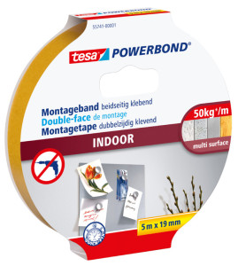 tesa Powerbond Double-face de montage INDOOR, 38 mm x 5,0 m