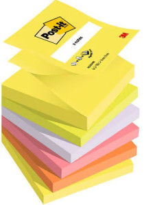 3M Post-it Notes adhésives Z-Notes, 76 x 76 mm, 6 couleurs