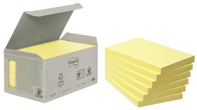 Post-it bloc-notes adhésifs recyclé, 38 x 51 mm, jaune