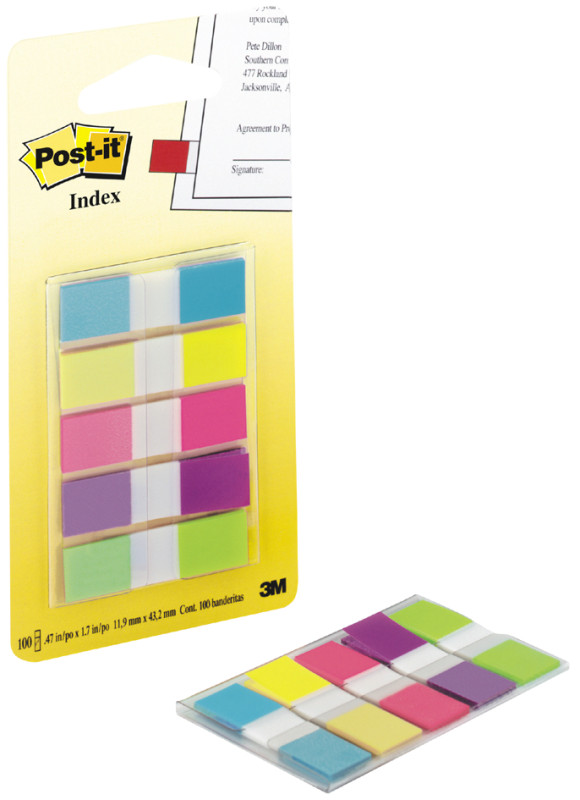 Marque-Pages Post-It®, Petit, Jaune, Rouge, Bleu et Vert, 11.9 mm