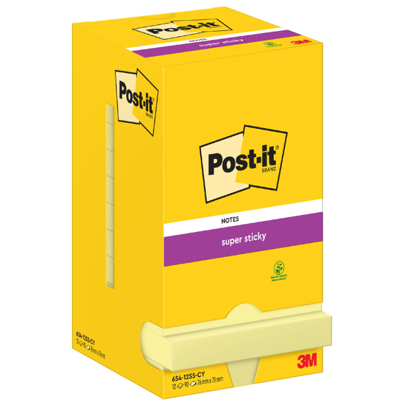 Post-it - 4 Blocs notes + 2 gratuits de 90 feuilles Super Sticky