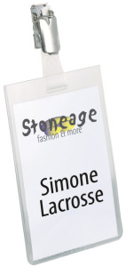 DURABLE badge, fermé en haut, avec clip, 90 x 60 mm, format