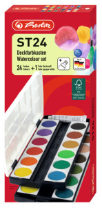 herlitz pastilles de gouaches ST24, 24 couleurs,en plastique