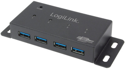 LogiLink Hub USB 3.0 pour un montage mural, 4 ports, boîtier