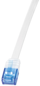 LogiLink Câble patch plat U/UTP, Cat. 5e, 0,5 m, blanc