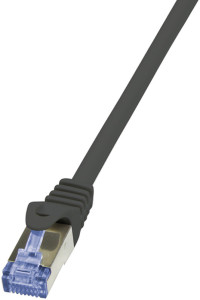 LogiLink Câble patch, Cat. 6A, S/FTP, 0,5 m, noir