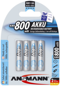 ANSMANN Pile NiMH maxE, Micro (AAA), 800 mAh, blister de 2