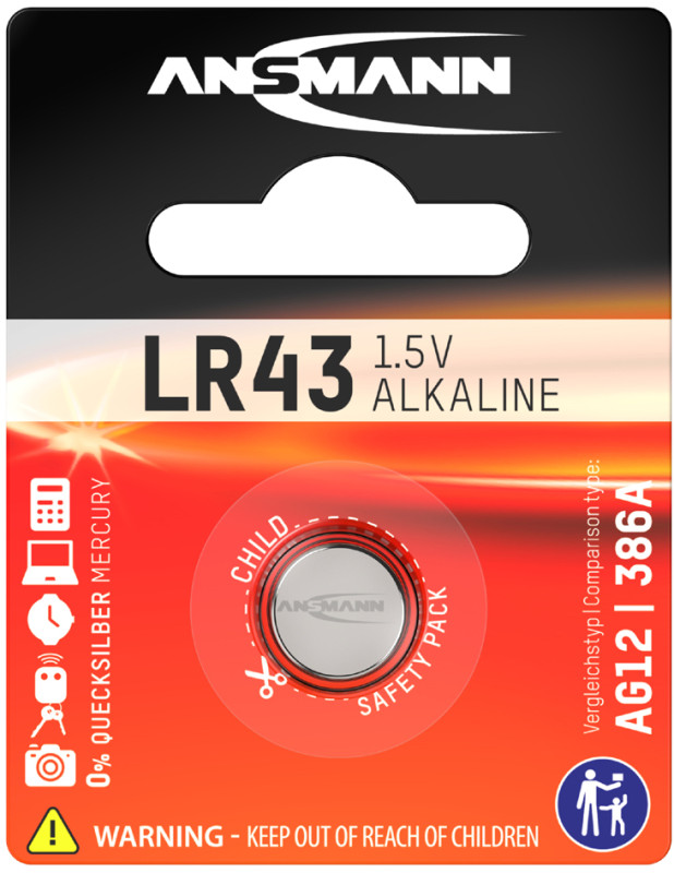 ANSMANN Pile bouton alcaline LR41, 1,5 Volt (AG3)
