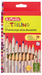 Herlitz crayons de couleur triangulaires Trilino, étui de 12