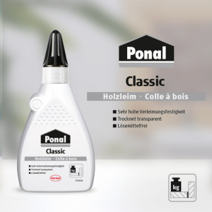 Ponal Colle à bois Classic D2, sans solvant, flacon de 760 g,