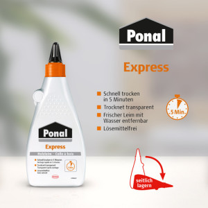 Ponal Colle à bois Express, sans solvant, tube de 225 g