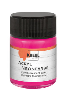 KREUL Peinture fluorescente dans un flacon, rose fluo, 50 ml