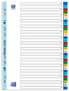 ELBA intercalaire numérique en plastique, format A4, coloré,