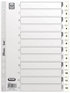 ELBA intercalaire numérique en plastique, format A4, blanc,