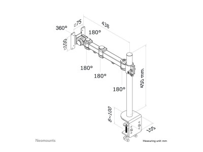 NewStar : NEWSTAR LCD MONITOR ARM BLACK 5 MOVEMENTS LENGTH 434MM