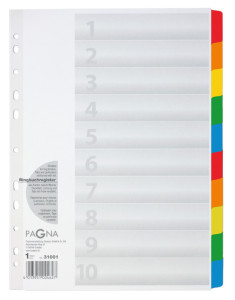 PAGNA Intercalaire carton, A4, 10 touches, 10 couleurs