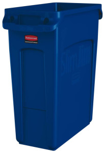 Rubbermaid Collecteur de déchets Slim Jim avec conduits,bleu