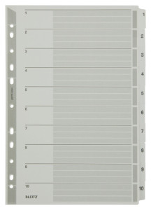 LEITZ Répertoire en carton mylar, chiffres, A4, 1-10, gris