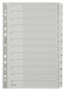 LEITZ Répertoire en carton mylar, chiffres, A4, 1-10, gris