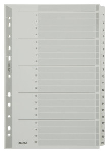 LEITZ Répertoire en carton mylar, chiffres, A4, 1-10, gris