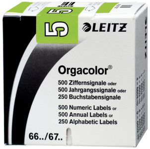 signalent chiffres LEITZ Orga Color « 5 » sur un rouleau, vert clair