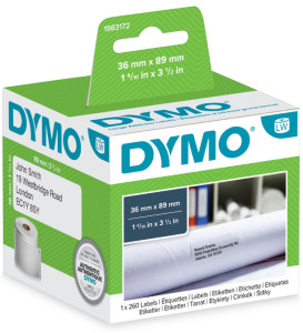 DYMO Etiquettes d'adresse LabelWriter, 89 x 36 mm, blanc