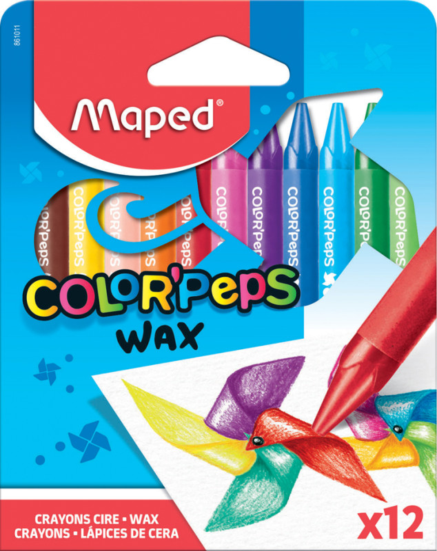 Crayons de Cire / Craie Grasse Maped de 12 couleurs COLOR'PEPS WAX
