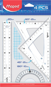 Maped Kit géometrie Medium Start 242, 4 pièces, tranparent