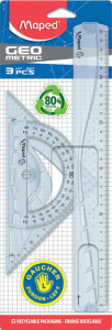 Maped Kit géométrie pour gauchers, 4 pièces, transparent