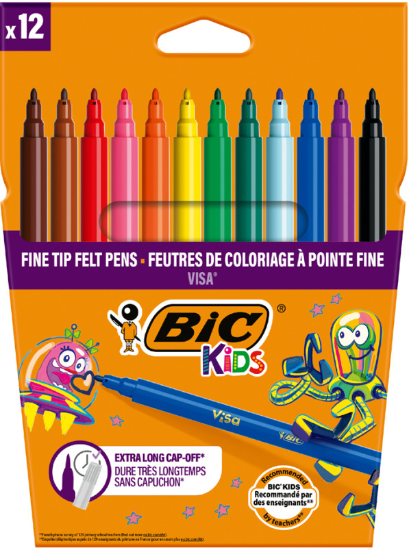 BIC KIDS Feutre Visa, étui en carton de 12