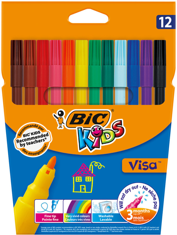 BIC KIDS Feutre Kid Couleur medium, étui en carton de 18 - Achat/Vente BIC  5103568