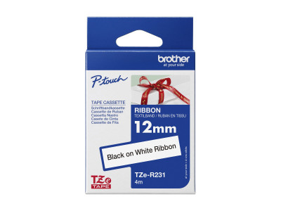 Brother TZER231 ruban laminé P-Touch 12mm Noir sur Blanc