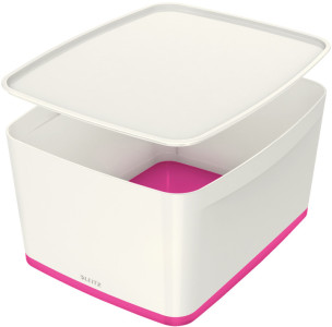 LEITZ Boîte de rangement My Box, 18 litres, blanc/rose