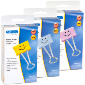 Rapesco clips liant, (B) 32 mm, bleu clair, Emoji