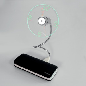 LogiLink Ventilateur USB avec affichage de l'horloge, argent