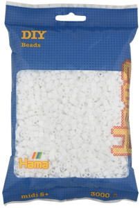 Hama Bügelperlen midi, blanc, dans un sac, 3000 pièces