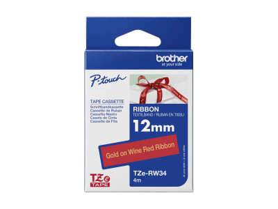 Brother TZE-RW34 ruban laminé P-Touch 12mm WINE Rouge Or