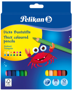 crayons triangulaires Pelikan Jumbo, boîte en carton 12er