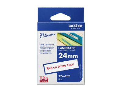 Brother TZE-252 ruban laminé P-Touch 24mm 8M Rouge sur Blanc