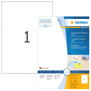 HERMA Etiquettes film SPECIAL, 210 x 297 mm, transparent