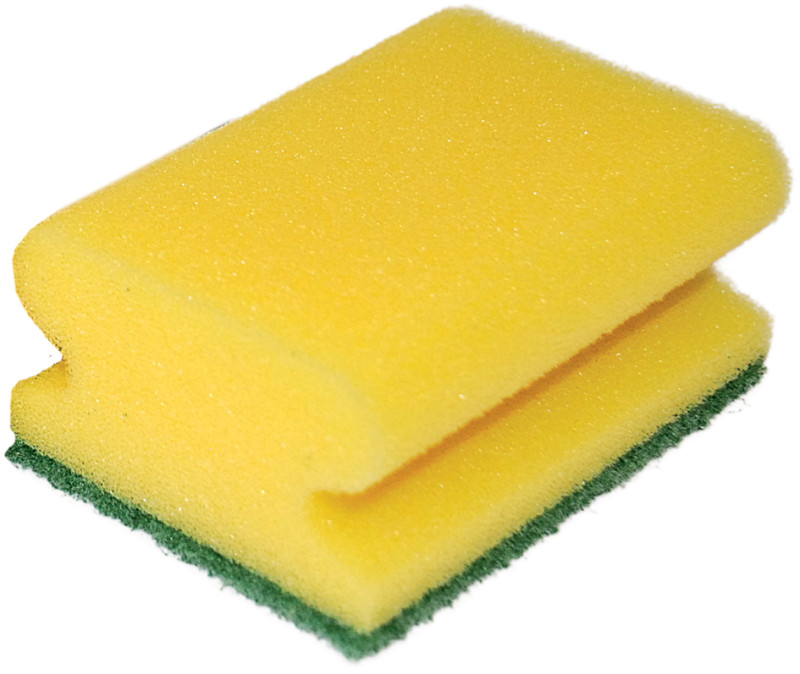 Éponge à récurer jaune avec pad vert - Eponges