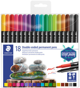 STAEDTLER Feutre permanent double-pointe Twin-tip,étui de 18