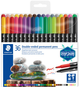 STAEDTLER Feutre permanent double-pointe Twin-tip,étui de 18