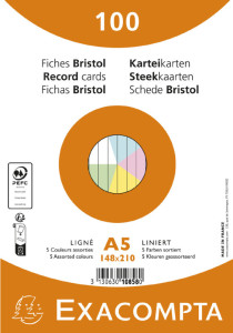 EXACOMPTA Fiches bristol, A5, ligné, jaune