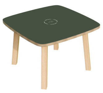 Table Paperflow WOODY, vert en bois massif,