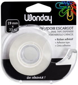 Wonday Dévidoir manuel inclus 1 rouleau adhésif 19 mm x 33 m