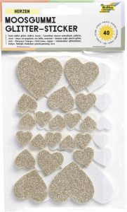 folia Sticker en mousse à paillettes Coeurs II, 40 pièces